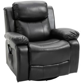 HOMCOM PU Leather Massage Recliner Chair, Swivel Massage Recliner with Remote Control, Footrest, Padded Seat for Living Room, Bedroom, Black HOMCOM PU Leather Massage Recliner Chair, Swivel Massage Recliner with Remote Control, Footrest, Padded Seat for Living Room, Bedroom, Black