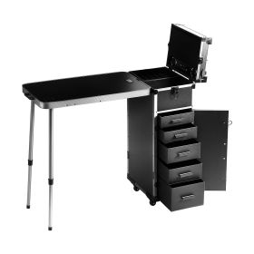 VEVOR Professional Makeup Train Case Aluminum Cosmetic Case, Workbench With Supporting Legs VEVOR Professional Makeup Train Case Aluminum Cosmetic Case, Workbench With Supporting Legs